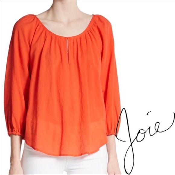orange peasant top